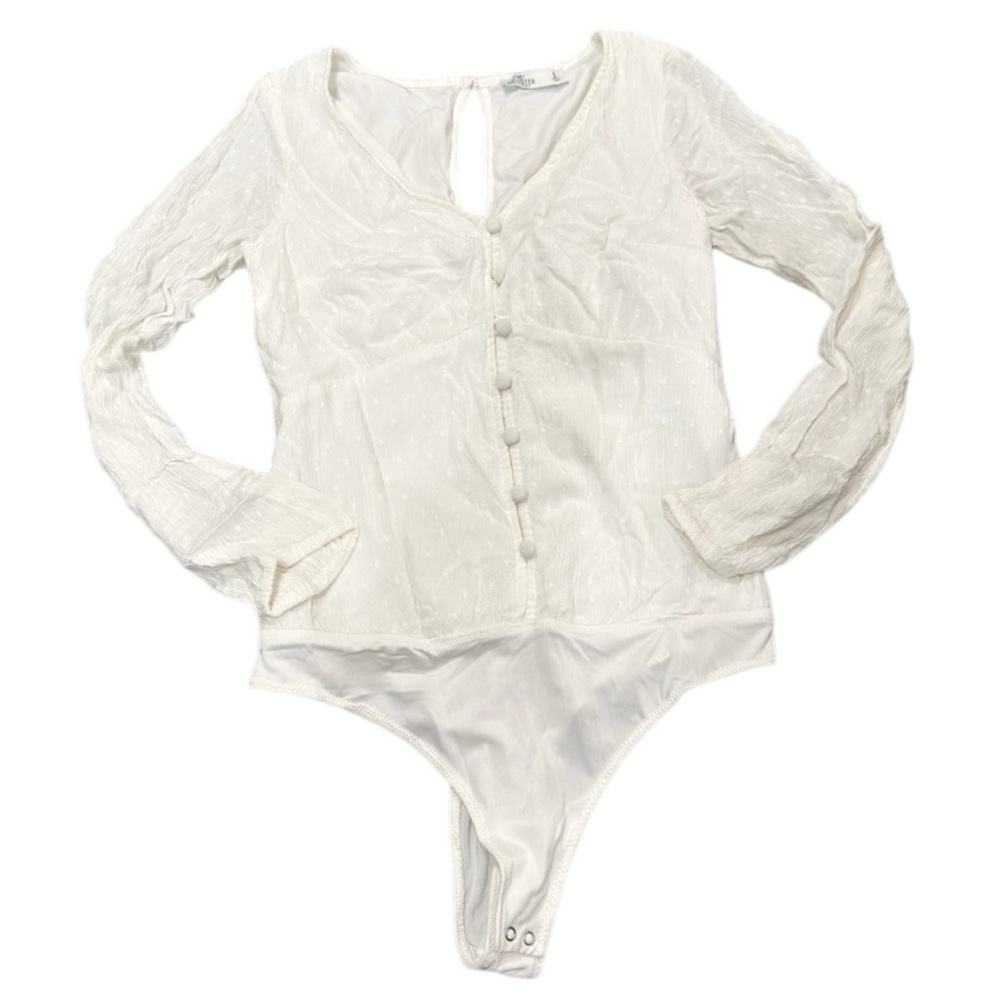 Hollister White Long Sleeve‎ Bodysuit